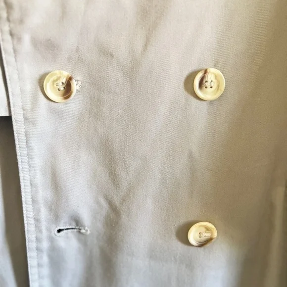 VTG. Geraldo Beige & Navy Double-Breasted Trench Coat Fennel Neck Unisex - Picture 5 of 11